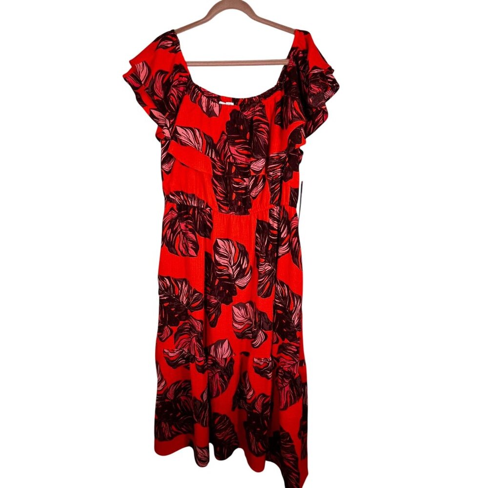 Colorful Floral Tiered Maxi Dress Orange XL Tropical Resort Preppy Cottage Chic